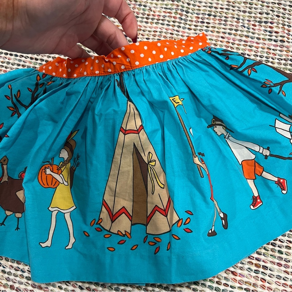 ELEANOR ROSE Thanksgiving Day Parade Twirl Mandy Skirt Sz 2T Turquoise Orange - Picture 3 of 10